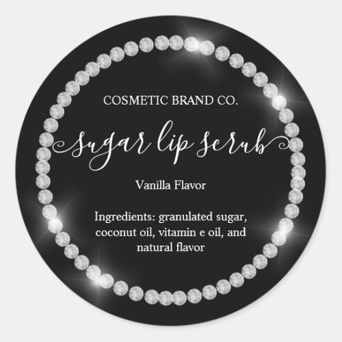 Elegant Luxury Diamond Round Frame Sugar Lip Scrub Classic Round Sticker