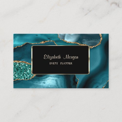 Elegant Luxury Emerald Green Glitter Frame Business Card