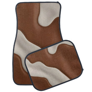 Elegant Luxury Faux Cow Leather Modern Collection Car Floor Mat
