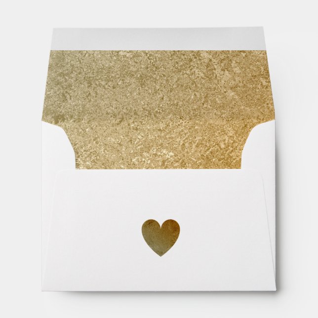 Elegant Luxury Faux Gold Foil Heart 5 X 7 Wedding Envelope (Back (Bottom))