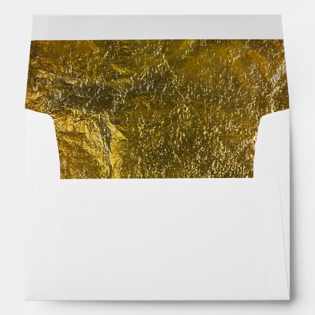 Elegant Luxury | Faux Gold Leaf Foil 5 X 7 Wedding Envelope (Back (Bottom))