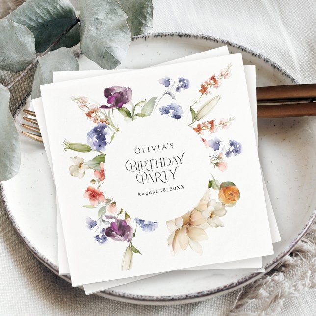 Elegant Luxury Floral Birthday Party for Her Napkins (Creator Uploaded)
