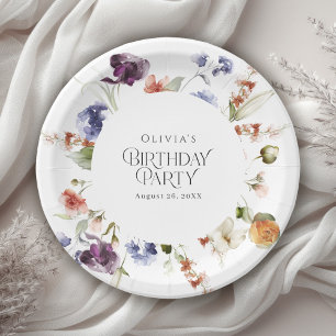 Elegant Luxury Floral Birthday Party Paper Plates