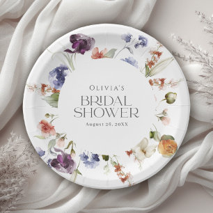 Elegant Luxury Floral Bridal Shower Paper Plates
