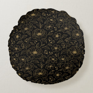 Elegant Luxury Floral Seamless Round Pillow