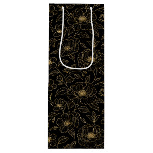 Elegant Luxury Floral Seamless Wine Gift Bag