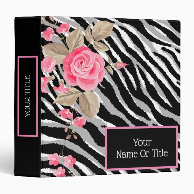 Elegant Luxury Floral Tiger 3 Ring Binder (Front/Spine)