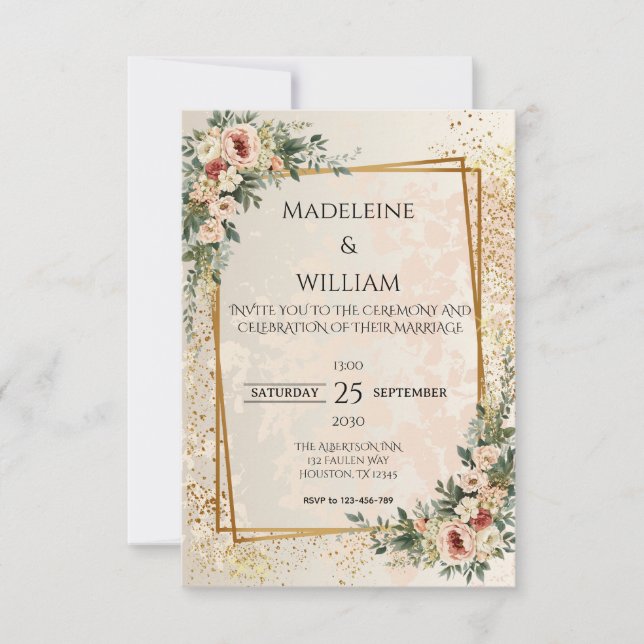 Elegant Luxury Garden Floral Wedding RSVP Card (Front)