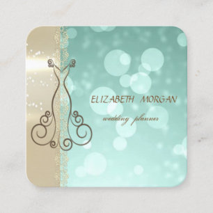 Elegant Luxury Glam ,Faux Gold,Bokeh,Lace,Dress Square Business Card