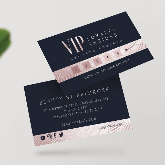 Elegant Luxury Glam Rose Gold Abstract VIP Loyalty Card (Creator Uploaded)