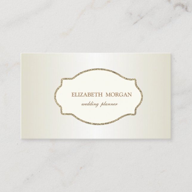 Elegant Luxury Glitter  Gold Frame Business Card (Front)