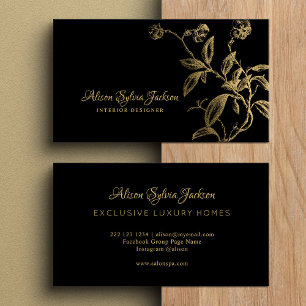 Elegant luxury gold black calligraphy script  business card