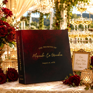 Elegant Luxury Gold Black Red Wedding Album 3 Ring Binder