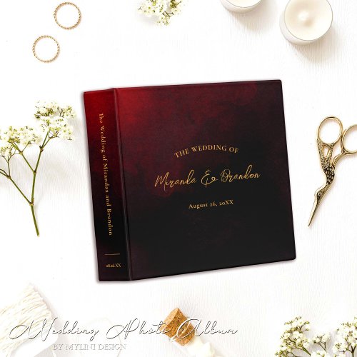 Elegant Luxury Gold Black Red Wedding Album 3 Ring Binder
