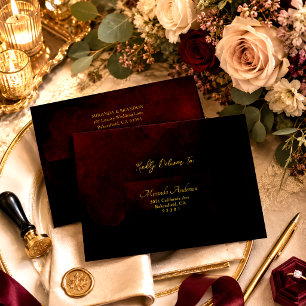 Elegant Luxury Gold Black Red Wedding Wedding Envelope
