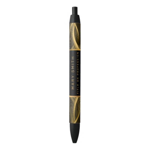 Elegant Luxury Gold Black Wave Blue Ink Pen