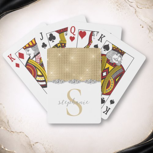 Elegant Luxury Gold Diamonds Custom Monogram Poker Cards
