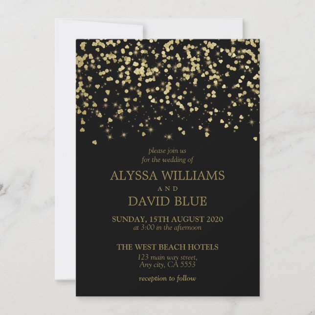 Elegant Luxury Gold Faux Wedding Invitation (Front)