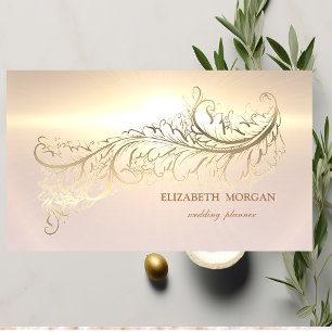 Elegant Luxury Gold Feather Business Card