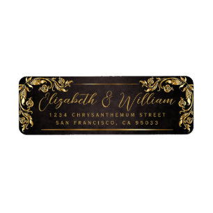 Elegant luxury Gold Floral & Dark Return Address Label