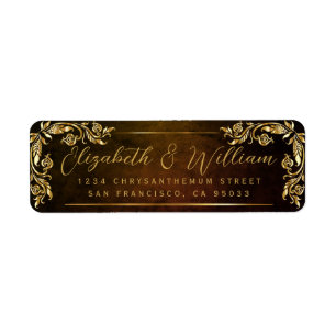 Elegant luxury Gold Floral & Dark Return Address Label