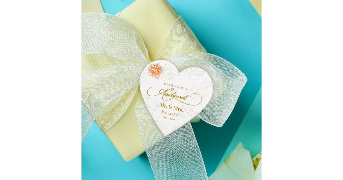 Elegant Luxury Gold Floral Wedding Thank You Favor Tags | Zazzle