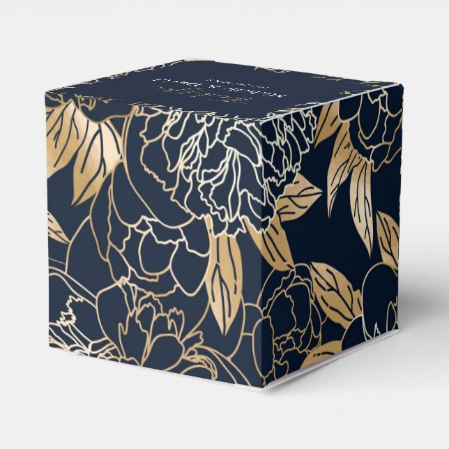 Elegant Luxury Gold Florals Wedding Favor Box (Back Side)