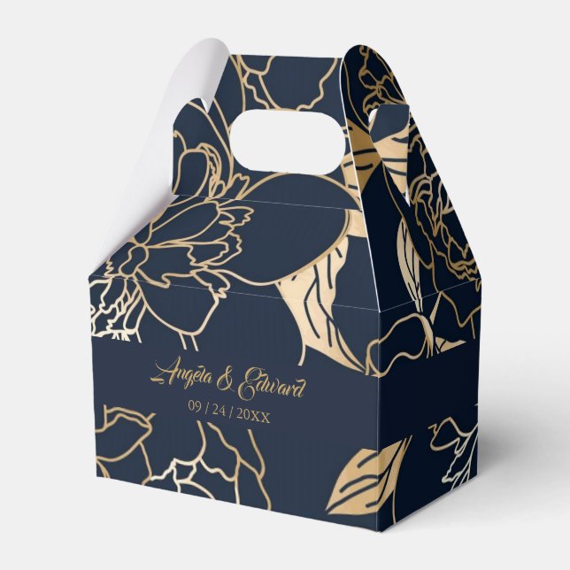 Elegant Luxury Gold Florals Wedding Favor Box (Front Side)