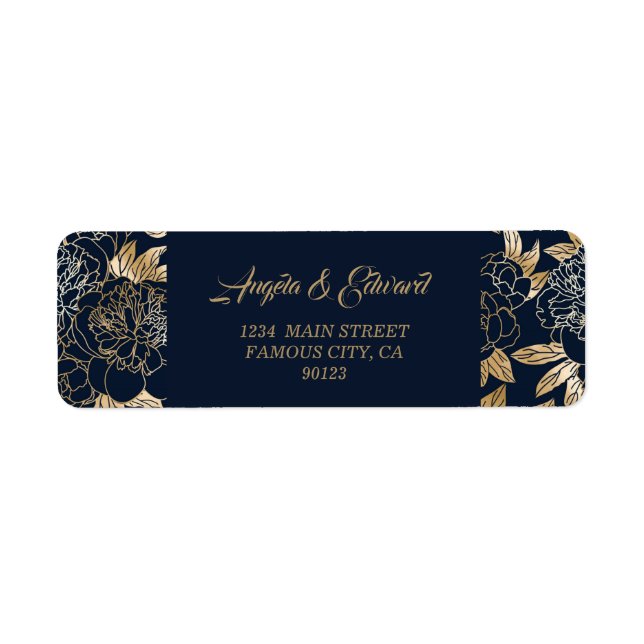 Elegant Luxury Gold Florals Wedding Label (Front)