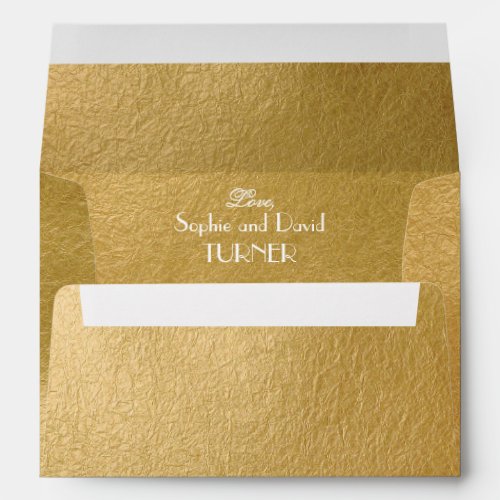 Elegant Luxury Gold Foil Wedding Return Address Envelope