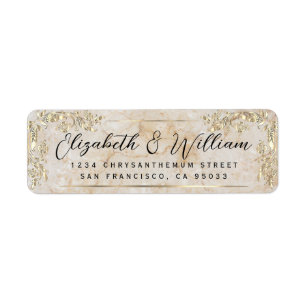 Elegant luxury Gold Frame & Script Marble Address Label