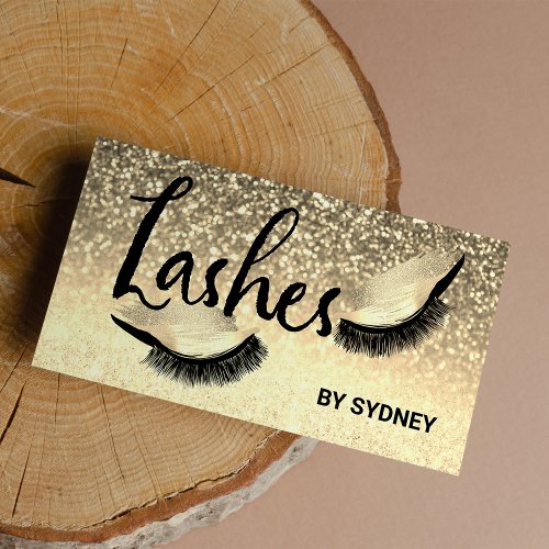 Elegant Luxury Gold Glitter Lashes Business Card