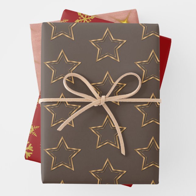 Elegant luxury gold holiday wrapping paper sheets (In situ)