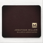 Elegant Luxury Gold Initial Logo Mouse Pad<br><div class="desc">This modern luxury mouse pad is the perfect addition to any office or workspace. The sleek design features a gold initial logo in classic block typography, adding a touch of personalization, on a rich oxblood leather print background. The non-slip base ensures that the mouse pad stays in place while you...</div>