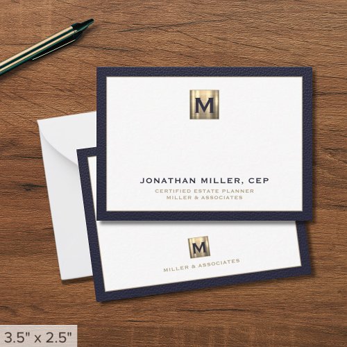 Elegant Luxury Gold Initial Logo Note Card