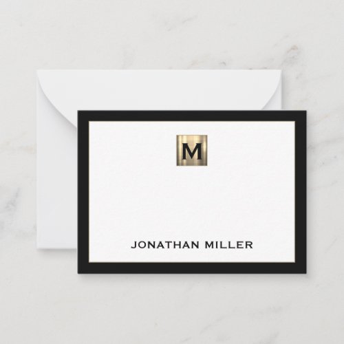 Elegant Luxury Gold Initial Monogram Note Card