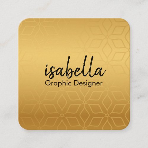 Elegant luxury gold modern square minimalist black square business card