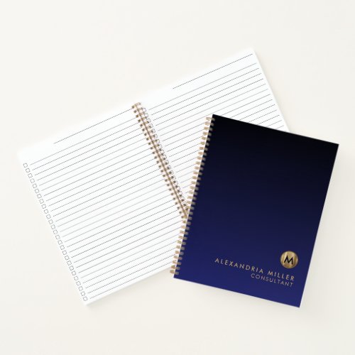 Elegant Luxury Gold Monogram Navy Checklist Notebook
