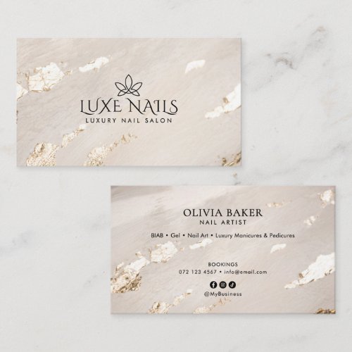 Elegant Luxury Gold Nail Salon/Technician Business Card