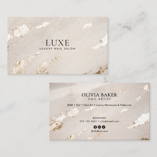 Elegant Luxury Gold Nail Salon/Technician Business Card