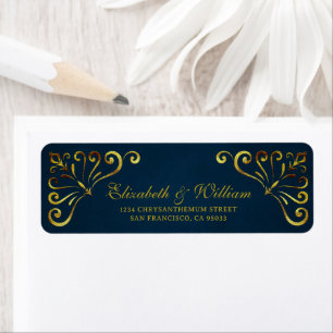 Elegant Luxury Gold Navy & Chic Frame return Label