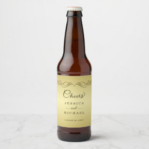 Elegant Luxury Gold Ornate wedding Beer Bottle Label