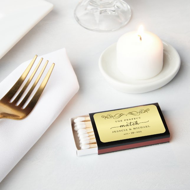Elegant Luxury Gold Ornate wedding Matchboxes (Insitu)