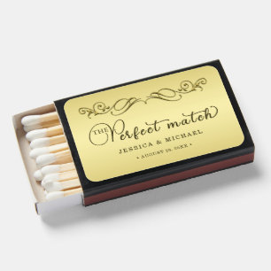 Elegant Luxury Gold Ornate wedding Matchboxes