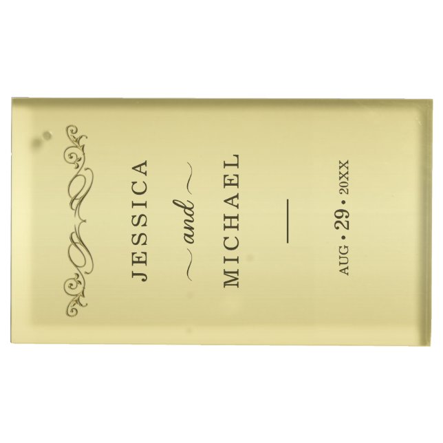 Elegant Luxury Gold Ornate wedding Place Card Holder (Front)