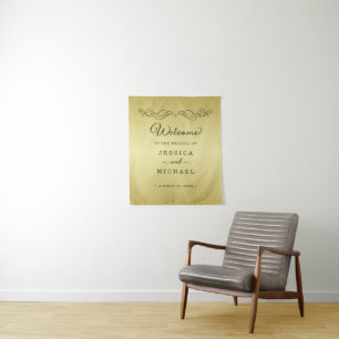 Elegant Luxury Gold Ornate wedding Tapestry