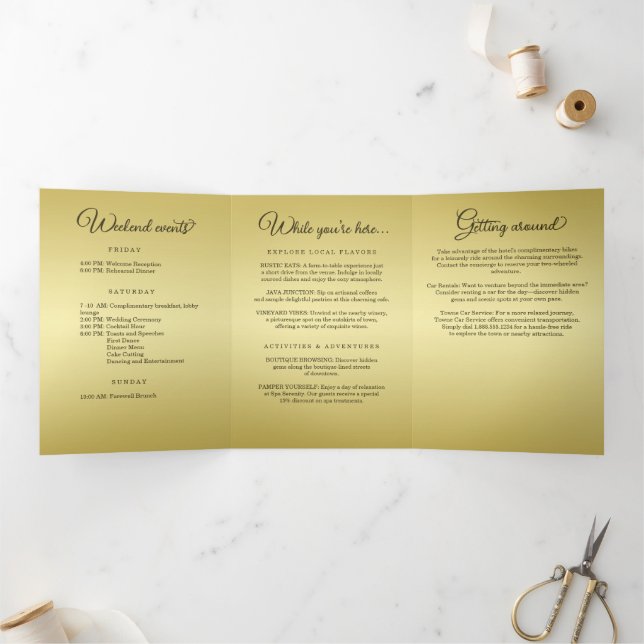 Elegant Luxury Gold Ornate wedding Tri-Fold Program (Inside)
