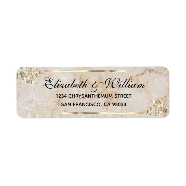 Elegant luxury Gold stone Return Address    Label (Front)