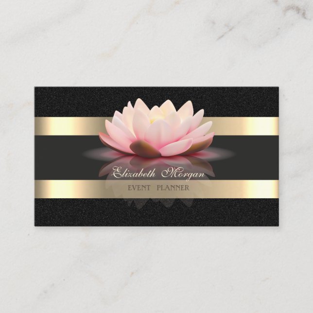 Elegant Luxury  Gold Striped,Black Business Card (Front)