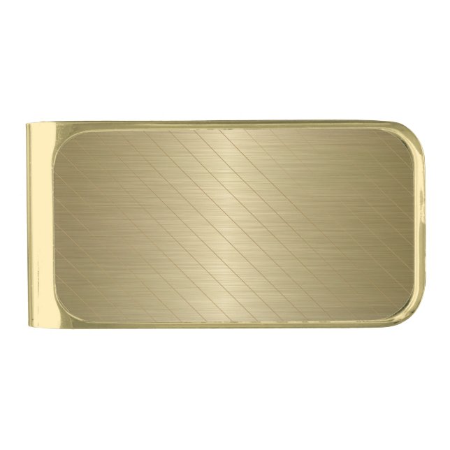 Elegant Luxury Gold Striped Gold Finish Money Clip (Front)